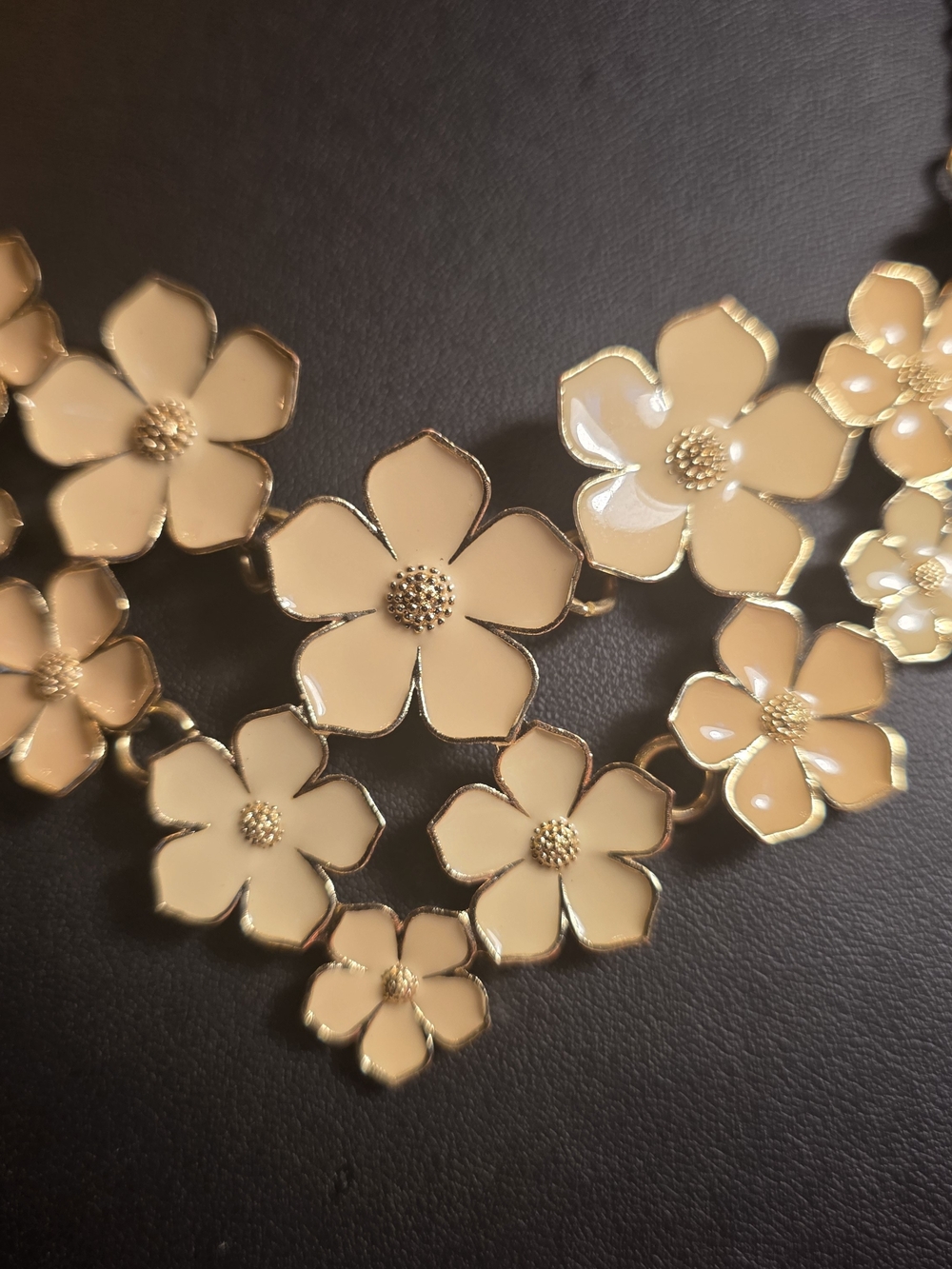 Beige Floral Statement Necklace - Women Jewelry